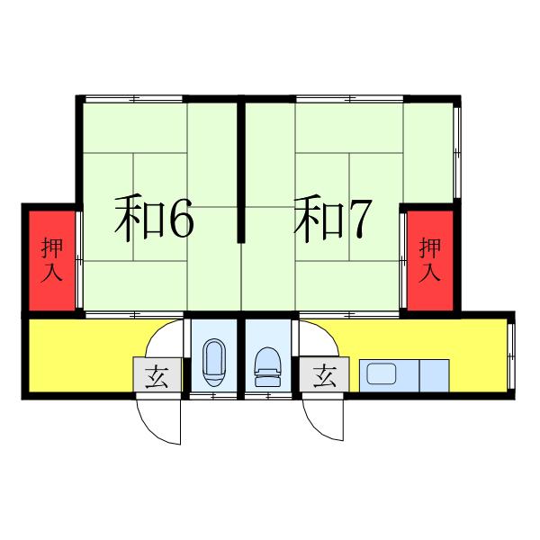 菅原荘(2K/2階)の間取り写真
