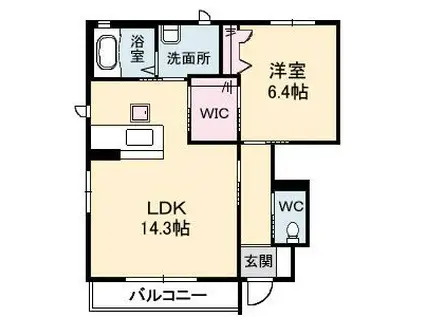 シャーメゾン・ヴェルデB棟(1LDK/1階)の間取り写真