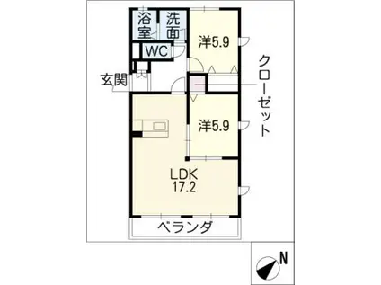 プランドール塩池(2LDK/2階)の間取り写真