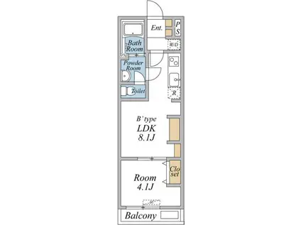 リブリ・足立区加平1(1LDK/2階)の間取り写真
