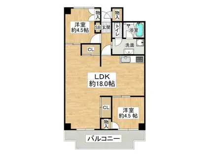 上高丸コーポラス(2LDK/4階)の間取り写真