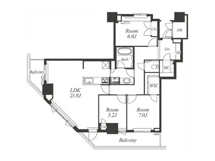 グランスイート千種タワー(3LDK/22階)の間取り写真