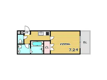 サンメゾン東岩槻(1K/2階)の間取り写真