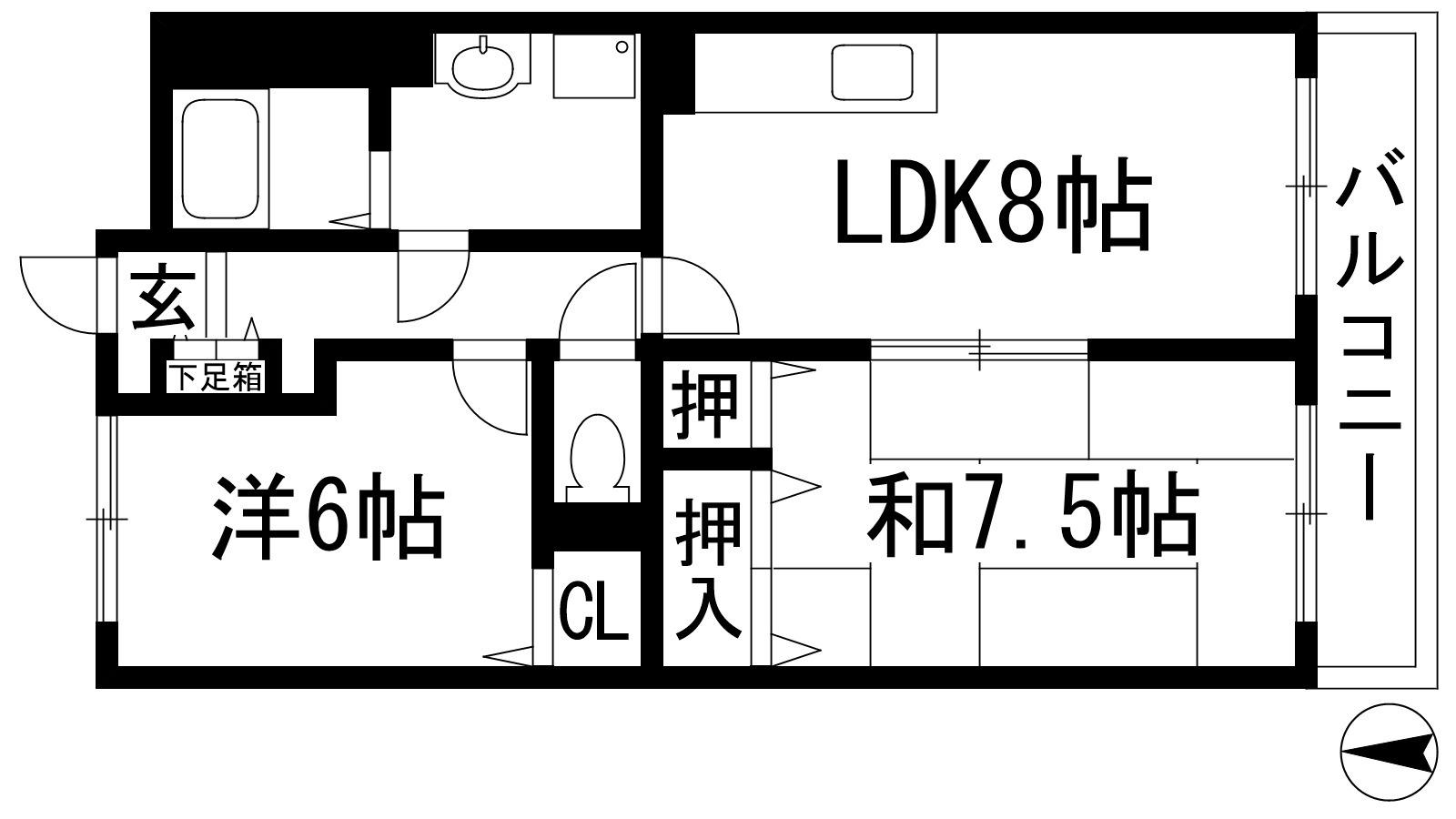 ハーティス宝塚Ⅱ(2LDK/2階)の間取り写真
