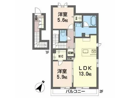 シャーメゾン ロゼオ(2LDK/2階)の間取り写真