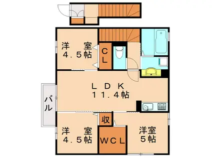 ヴィルヌーブ相坂(3LDK/2階)の間取り写真