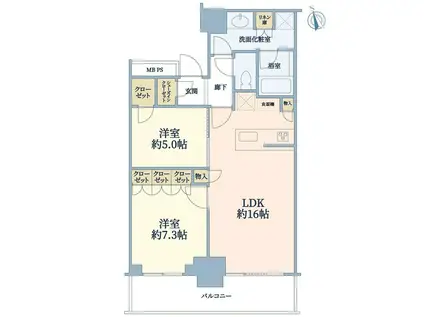 クラッシィタワー東中野(2LDK/6階)の間取り写真