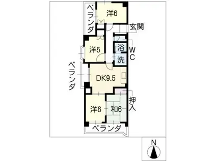 ロワールパーク(4DK/5階)の間取り写真