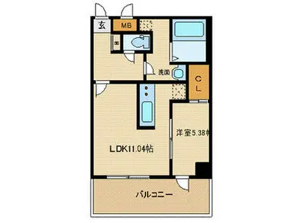 アルティザ仙台花京院(1LDK/2階)の間取り写真