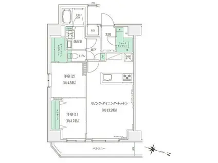 STANDZ板橋本町(2LDK/9階)の間取り写真
