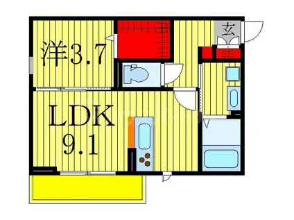 グランバニア(1LDK/1階)の間取り写真