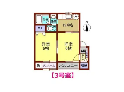 シンフォニー(2K/1階)の間取り写真