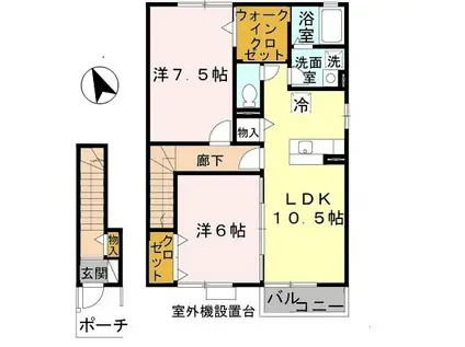 カーサモニカA棟(2LDK/2階)の間取り写真