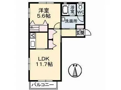 シャーメゾンジョイナスB棟(1LDK/1階)の間取り写真