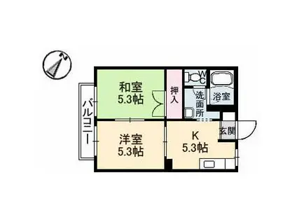 グラナーテU(2DK/2階)の間取り写真