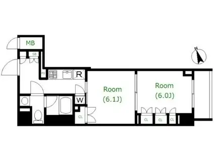フィース水天宮前(1DK/4階)の間取り写真
