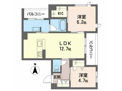 シャーメゾン大晶(2LDK/2階)の間取り写真