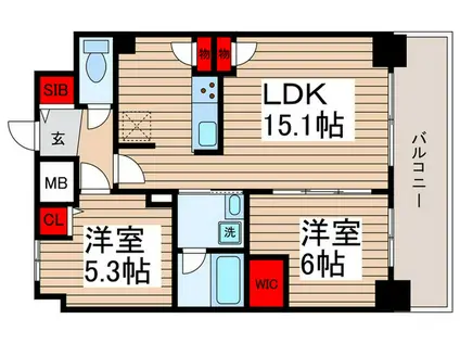 LUXENEPAWS南行徳(2LDK/6階)の間取り写真