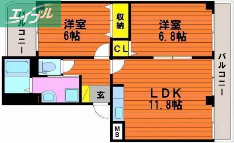 PLEIADES A棟(2LDK/1階)の間取り写真