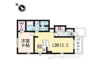 ルガルボニート Ⅱ(1LDK/1階)の間取り写真