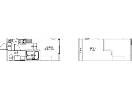 東四つ木1丁目A(1K/2階)の間取り写真