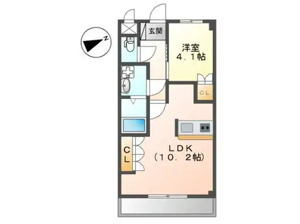 グランドビュー桜ケ丘(1LDK/2階)の間取り写真