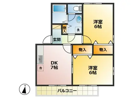 コゥジーコートY・O(2DK/1階)の間取り写真