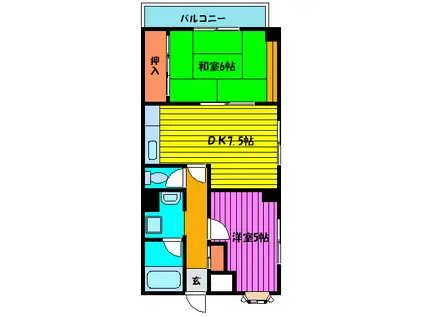 EMS COURT(2DK/5階)の間取り写真