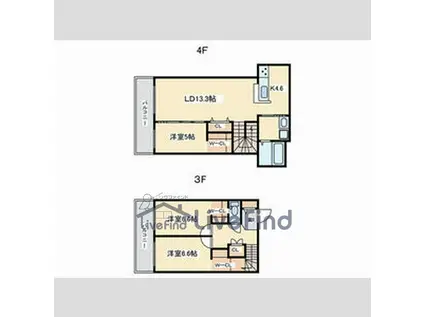 CALORE(3LDK/3階)の間取り写真