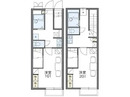 レオパレスセリブレートIII(1K/2階)の間取り写真