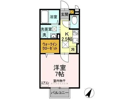 プルミエ(1K/1階)の間取り写真