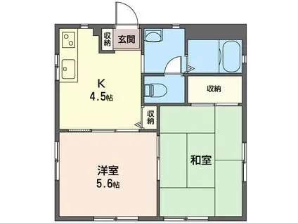 グリーンコート野崎(2K/2階)の間取り写真