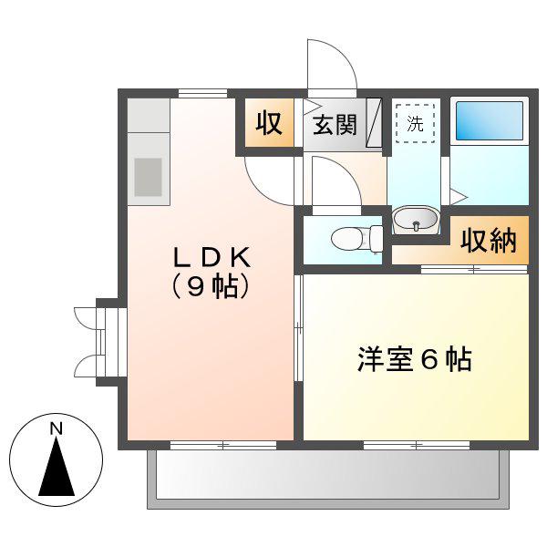 ラピュータ大島C棟(1LDK/2階)の間取り写真
