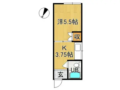 プラザINKEI B棟(1K/1階)の間取り写真