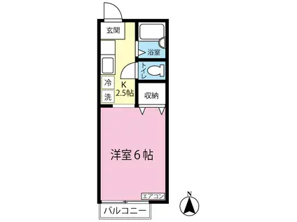 エスペランサ(1K/1階)の間取り写真