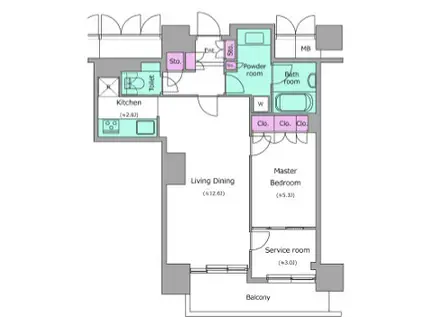 レジディアタワー目黒不動前(1SLDK/13階)の間取り写真
