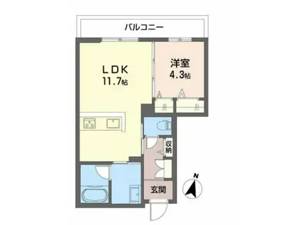 シャーメゾン グランシャンテ別府(1LDK/2階)の間取り写真