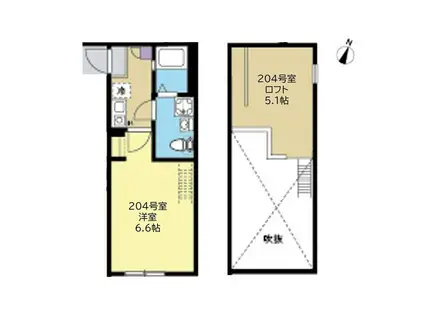 シー. ビー. グレイ東林間(1K/2階)の間取り写真