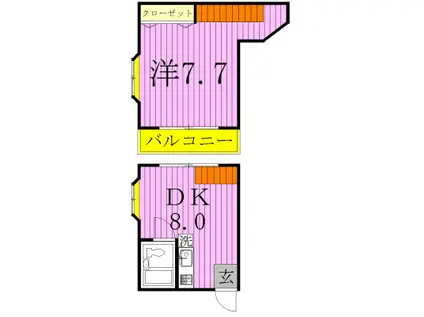 フットヒル(1DK/2階)の間取り写真