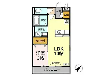 MAISON DE YASUKA メゾンドヤスカ(1LDK/3階)の間取り写真