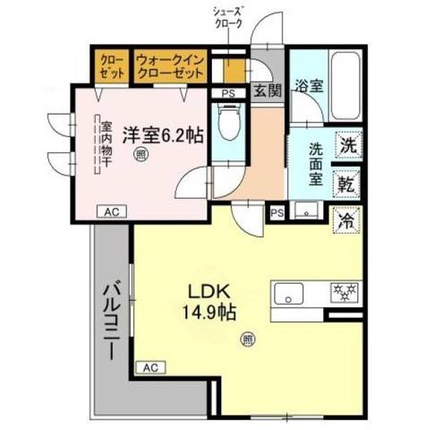 クラシスト東粉浜ウエスト(1LDK/2階)の間取り写真