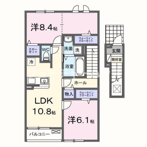 ハレレアI(2LDK/2階)の間取り写真