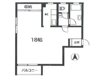 麻布網代マンション(ワンルーム/2階)の間取り写真