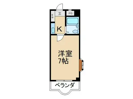 エグゼコート枚方 B棟(1K/2階)の間取り写真