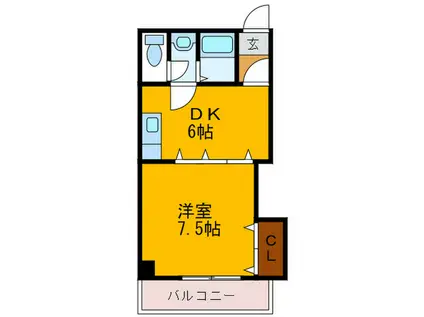 エイチ・ツー・オー大国町(1DK/9階)の間取り写真