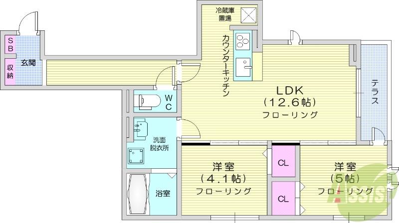 D-ROOM荒井一丁目(2LDK/1階)の間取り写真