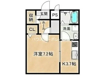 ステラコート潮江(1K/3階)の間取り写真