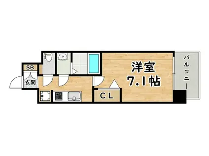 プレサンス姫里エンファシス(1K/2階)の間取り写真