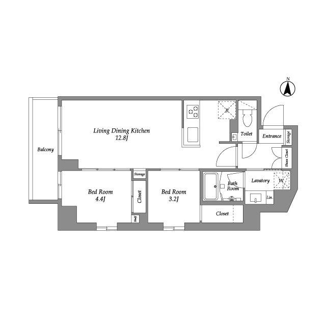 ウエリスアーバン住吉ウエスト(2LDK/5階)の間取り写真