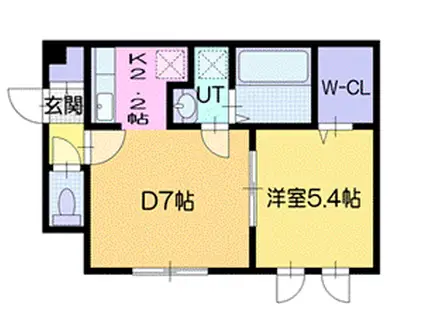 プラスオン恵み野(1LDK/2階)の間取り写真